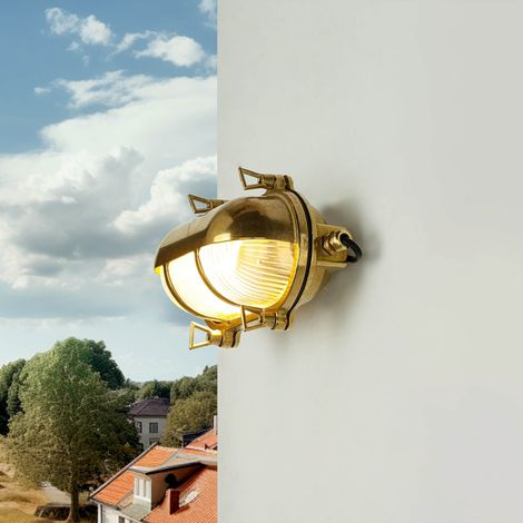 Außenlampe Messing IP64 Bullauge Maritim E27 Haus