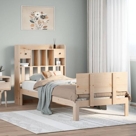 Bookcase Bed without Mattress 90x190cm Solid Wood Pine vidaXL (1/5)