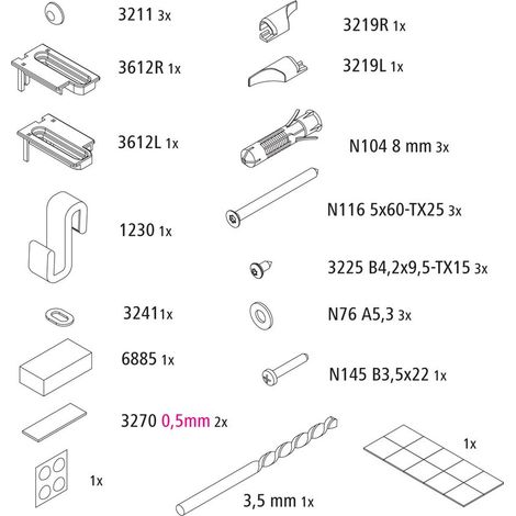 Kermi EBPE018 Set Montagekleinteile Farbe: silber hochglanz