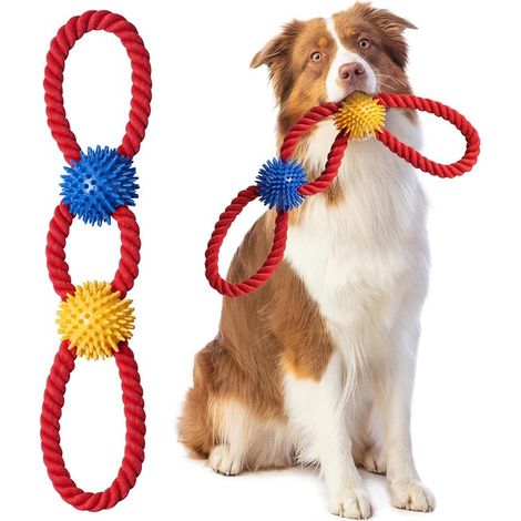 Dog Toy 46cm - Cotton Rope and Chew Ball Interactive Toy for Small and Medium Dogs, Dental Cleaning (1/5)