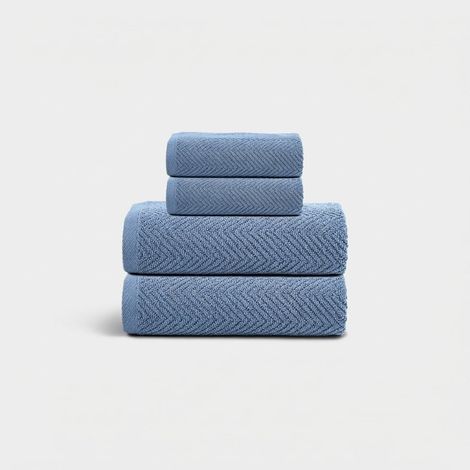 Set asciugamani bagno in cotone 2+2 Nuvella - Azzurro (1/2)