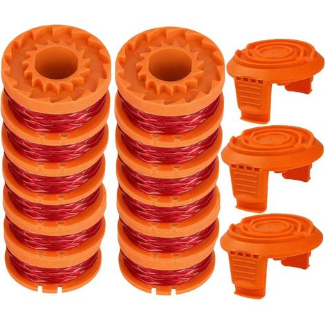 WA0010 Bobine de fil de rechange 0,065" pour coupe-bordures Worx WG154 WG163 WG160 WG180 WG175 WG155 WG151 (12 bobines + 3 capuchons) (1/5)
