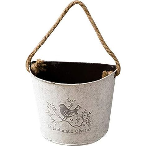 Pots de fleurs muraux en métal demi-cercle, pot pour plantes succulentes avec corde, décoration murale, décoration de jardin, décoration d'intérieur (blanc, lot de 2) (1/4)