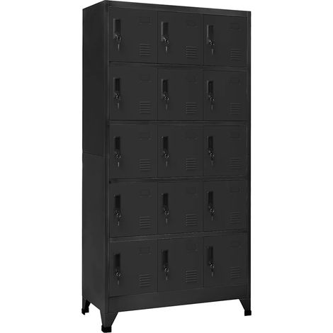 Armoire à casiers moderne bureau avec portes verrouillables 90 x 40 x 180 cm en acier anthracite (1/5)
