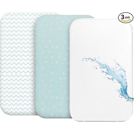 Drap Housse Cododo Matelas Impermeable avec Elastique - Taille 50x83 cm - Compatible avec Berceaux, Lit Matelas Cododo Bebe - pour Fille et Garçon - Motif Bleu (1/5)