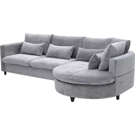 Sofá cama Chaiselongue derecho modelo Charlene tapizado gris, 282cm(ancho) 150cm(fondo) 65cm(altura).