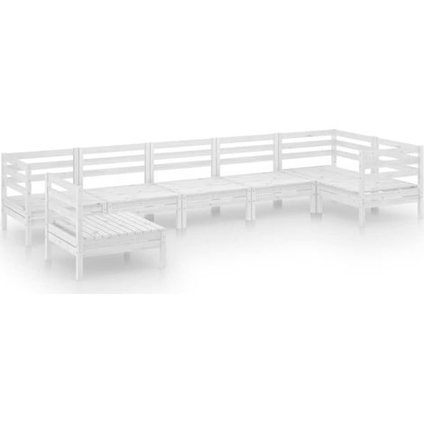 Maison Exclusive - 7-tlg. Garten-Lounge-Set Massivholz Kiefer Wei (1/5)