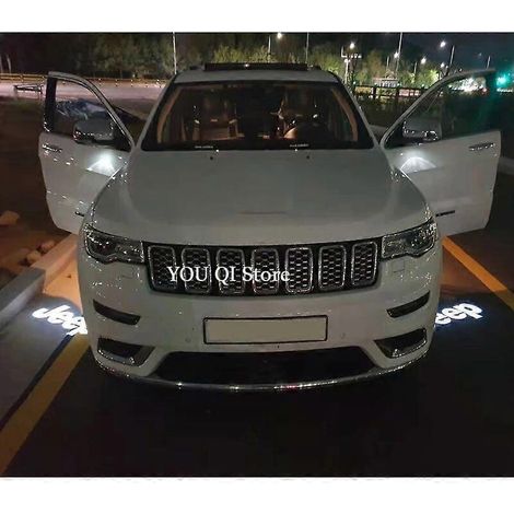 Lot de 2 éclairages LED pour rétroviseur intérieur de voiture, avec projecteur laser intégré, effet fantôme, pour Jeep Grand Cherokee (2014-2020).