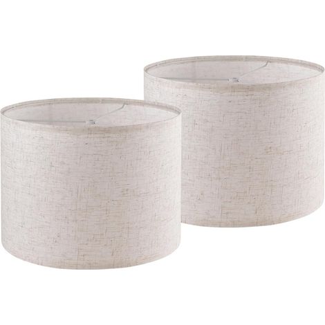 Lot de 2 abat-jour cylindriques de 29 x 32 x 24,5 cm avec fixation araignée, en lin naturel, détachables pour lampes de table/lampad (1/5)