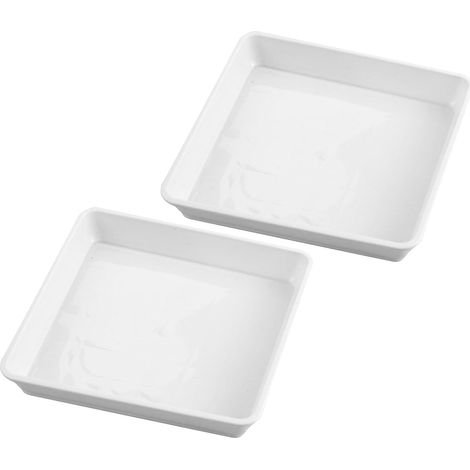 Soucoupe carrée en plastique robuste - 40 cm - Blanc - Pour pots de fleurs - Sans trou - Récupérateur d'eau - Pour l'intérieur et l'extérieur (1/5)