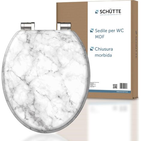 Schütte 80194-A - Sistema di abbassamento automatico in pietra marmo, con anima in legno, con motivo (portata massima del sedile WC 150 kg), bianco/grigio (1/5)