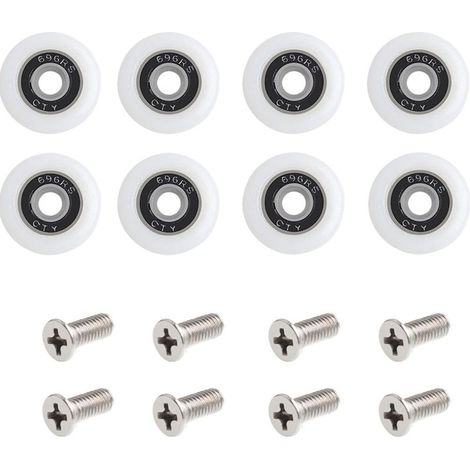 Lot de 8 roulettes de rechange pour porte de douche – 23 mm diamètre – Nylon durable pour glissement fluide – Vis en acier inoxydable incluses (1/3)