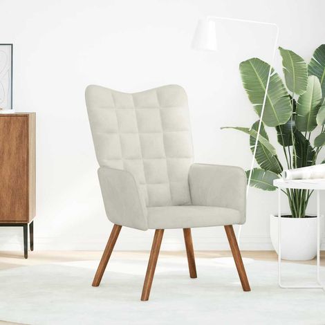 Chaise de relaxation crème velours (1/5)