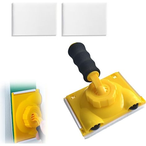 Tampon à peinture, outil de peinture des bords avec poignée et tampons éponge de rechange, peinture des bords parfaite, coupe-bordures portable à angle réglable pour la découpe des murs et des plafond (1/5)