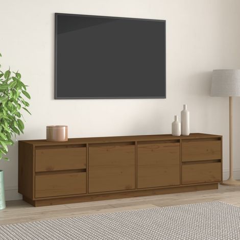 Meuble TV Banc TV Armoire de rangement Marron miel 176x37x47,5 cm Bois de pin massif 37112 (1/5)