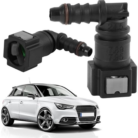 2 Pièces 7.89mm ID6 Connecteurs Rapides de Tuyau de Carburant pour Voiture, Connettore Femelle, Raccord Durite Essence à 90 Degrés, Compatible avec Diesel et Essence, Facile à Installer (1/5)