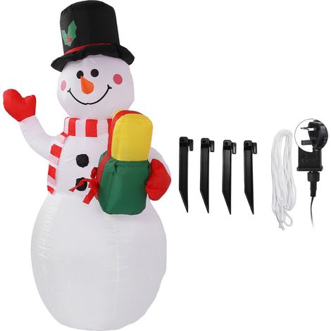Sapin de Noël gonflable 1,5m Bonhomme de Neige lumineux coloré avec corde anti-vent et gonflage automatique pour décoration extérieure 220V (1/5)
