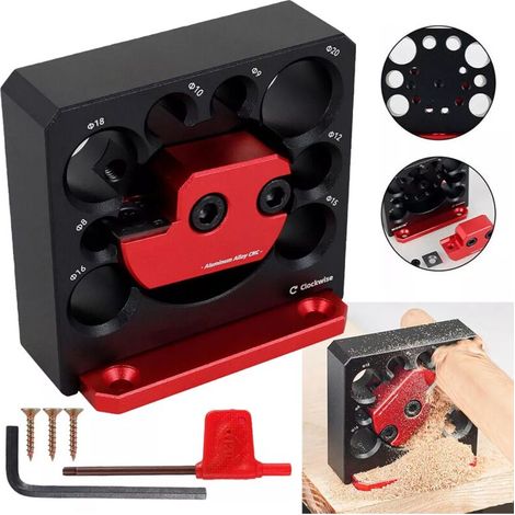 Cheville fabricant gabarit réglable en alliage d'aluminium 8 trous perceuse électrique fraisage bois massif tige ronde outil auxiliaire de travail du bois (1/5)