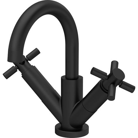 Hudson Reed Tec Crosshead Matt Black Mono Basin Mixer Tap and Waste - TEX415 (1/3)