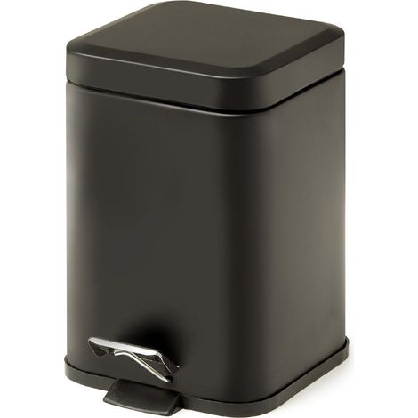 Pattumiera Bagno Rettangolare In Acciaio Nero 3L  Artemisia
