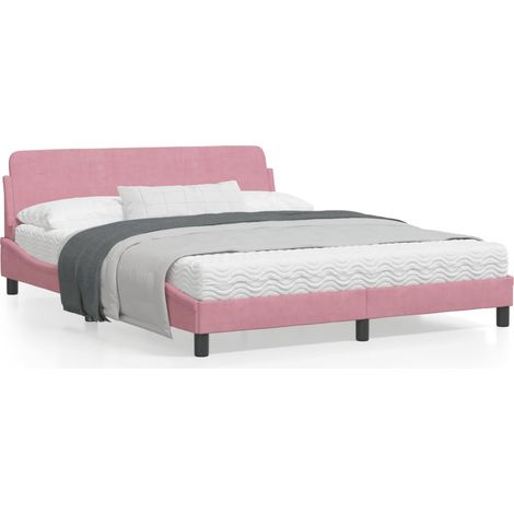 Cadre de lit avec tête de lit Rose 160x200 Velours (1/5)