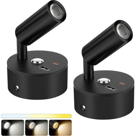 Lampes LED - 12V - Camping-car, caravane - Noires - Lot de 2 (1/5)