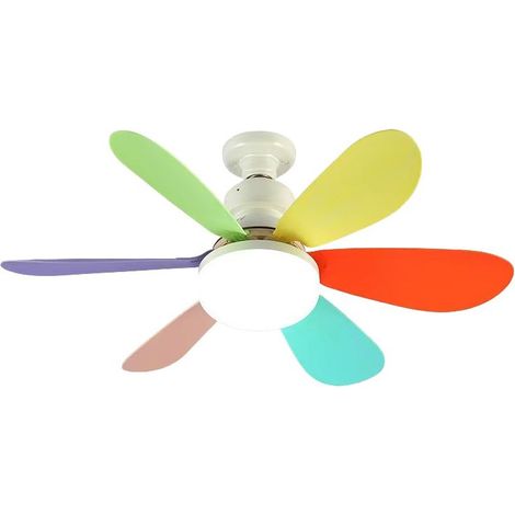 52cm Ventilateur plafond avec lumiere, 30W Lampe Ventilateur Plafond avec Douille E27, Dimmable LED pour Chambre, Salon, 3 Vitesses, 6 Pales (Multicolore 30w) (1/4)