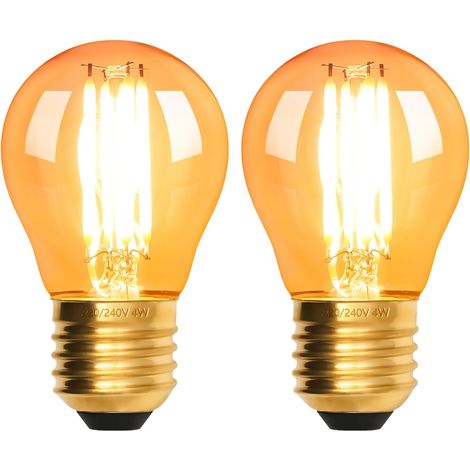 Lot de 2 Ampoules LED Vintage E27, G45, 4W, 220-240 V, Lumière Jaune Chaud 2200K, Verre Ambré, Ampoule Edison (1/5)