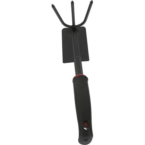 Houe Double en Acier Inoxydable à Deux Côtés pour Jardinage 3 Dents, Tête Longue à Fourche D’émiettement, Poignée Antidérapante Confortable, Usage D’une Main, Noir Couleur Aléatoire (1/5)
