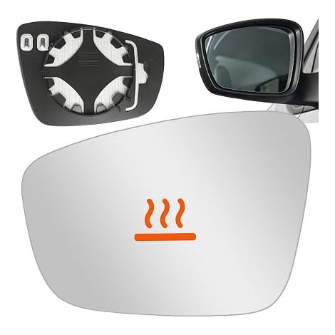 Miroir de rétroviseur chauffant de rechange pour Polo 6R 6C 2009-2016 UP 121 122 BL1 BL2 2017+ Citigo-E IV 2019-2023 Miroir de rétroviseur côté conducteur avec plaque arrière (1/5)