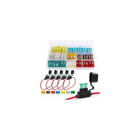 Jeu de fusibles de voiture standard de 120 pièces, fusibles à lame automobile -5A 7,5A 10A 15A 20A 25A 30A + 5 porte-fusibles de voiture pour voitures/camping-cars/camions/motos - Crezuo
