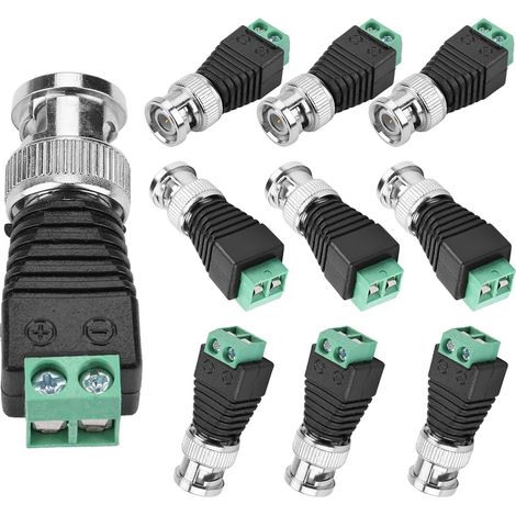 10 Paires BNC Video Balun Connecteur, connecteurs coaxiaux BNC mâles Vert pour Caméras Vidéo de Surveillance CCTV Coaxial / Cat5 / Cat6 (1/5)