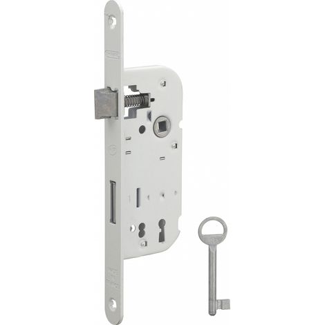 THIRARD - Serrure encastrable NF à clé pour porte de chambre, axe 40mm, bouts ronds, blanc, 1 clé - THIRARD (1/5)
