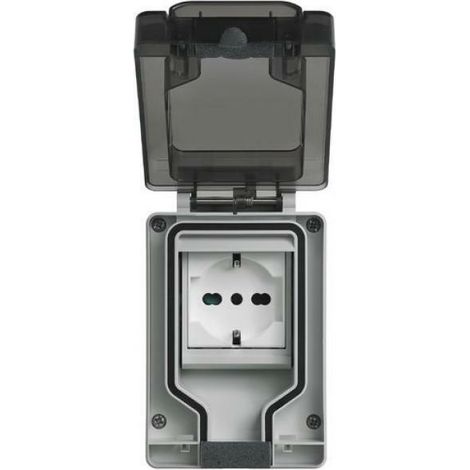 Vimar contenitore stagno ip66 a spina inserita piu' presa universale standard italiano p40 2 moduli colore bianco 14962.u (1/5)