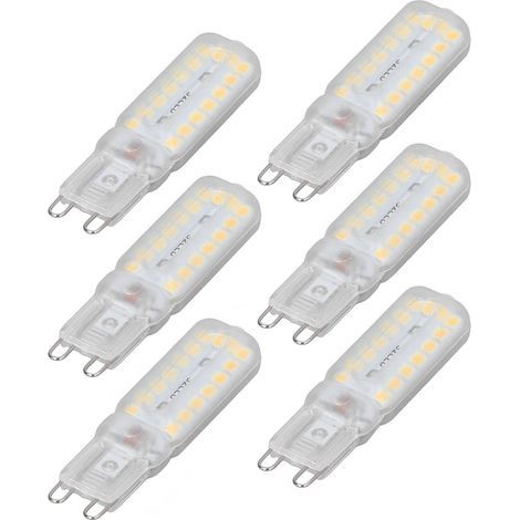 Lot 6 ampoules paysage G9 7W – haute luminosité – économique – blanc chaud 220-240V – lampe bureau / murale (1/5)