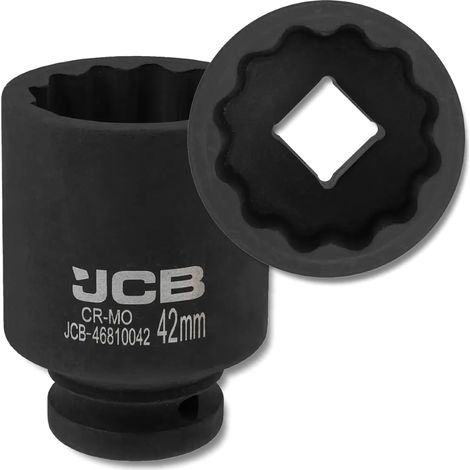 Chiave a bussola a impatto profonda JCB da 3/4" in acciaio Cr-Mo a 12 punte da 42 mm