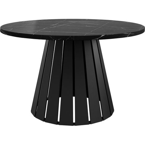 Mesa de centro Oswego 134, Negro + Mármol negro, 43x0x0cm, Diámetro: 75, Aglomerado laminado, Redonda
