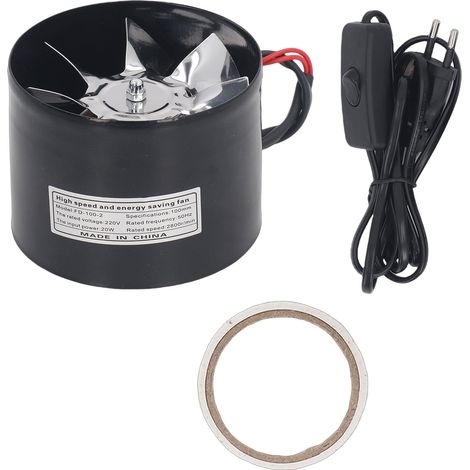 Ventilateur de tuyau 100mm 140 m³/h, débit d'air 2800 tr/min, conduit à faible bruit pour salle de bains, cuisine, serre, tente de plantation, Garage, prise ue (1/5)