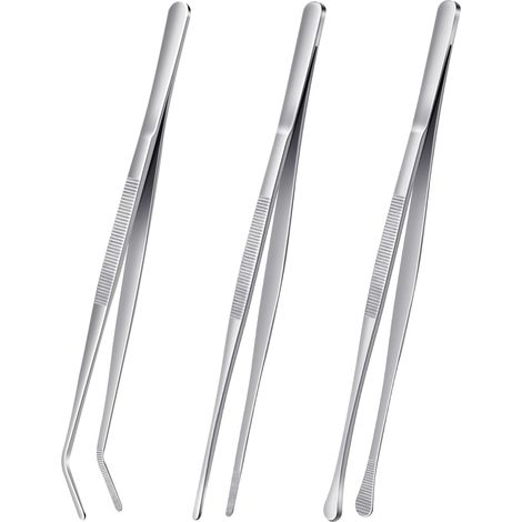 3 Piece Kitchen Tongs, Thickened Stainless Steel Kitchen Tongs, Durable Barbecue Tongs, Dishwasher Safe, 300 mm Kitchen Tongs for Cooking Grilling and Cooking (1/5)