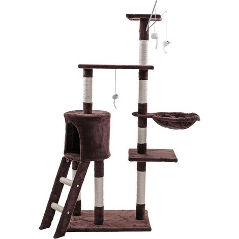 Kratzbaum Katzenbaum Katzenkratzbaum 138 cm XXL Kletterbaum Spielbaum für Katzen Braun (1/5)