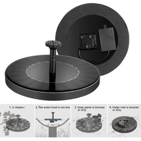 Fontaine Solaire - Pompe Bassin Extérieur 1,5 W Avec Batterie Intégrée - Pour Bassin Oiseaux Etangs Jardin - 1 Pièce (1/4)