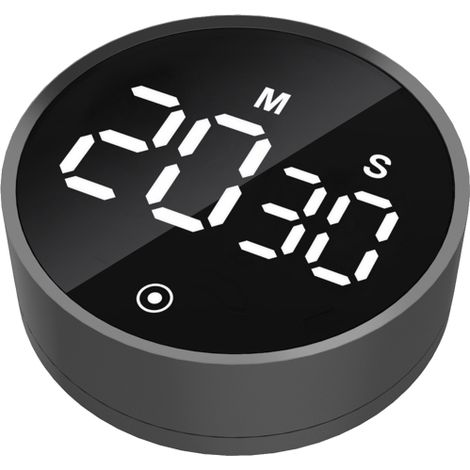 Minuteur à compte à rebours magnétique avec affichage numérique du temps, volume et luminosité réglables, grand écran LED, rotation avec fonction chronomètre, mode silencieux pour la cuisine. (1/5)