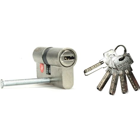 TRADE SHOP - Cilindro Europeo Sicurezza 70mm Porta Serratura 5 Chiavi Lucchetto Catenaccio -