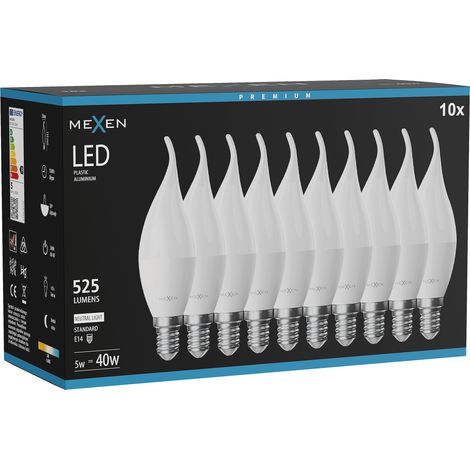 Mexen Nova 10x ampoule LED flamme E14, C37, 5W, Neutre - 4000K, 525 lm - L106-E14-0540-01x10 (1/5)