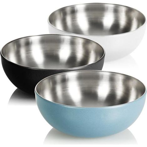 3x Ensemble de bols pièces en acier inoxydable - saladier - bol à chips - bol à mélanger - bol de 03 Stück - 20cm SALADIER (1/5)