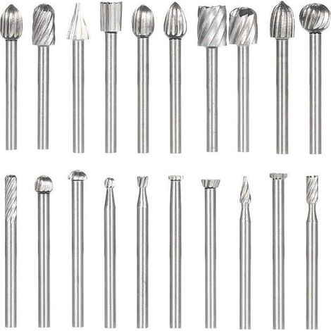 20PCS HSS Coupe Rotative Bavure Fraises Rotatives Fraisage Burr Cutter Outils Bois Pierre Métal Sculpture