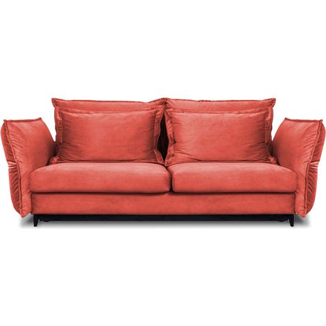 Canapé Velours Droit Convertible Rose Verduro - 3 Places (1/5)