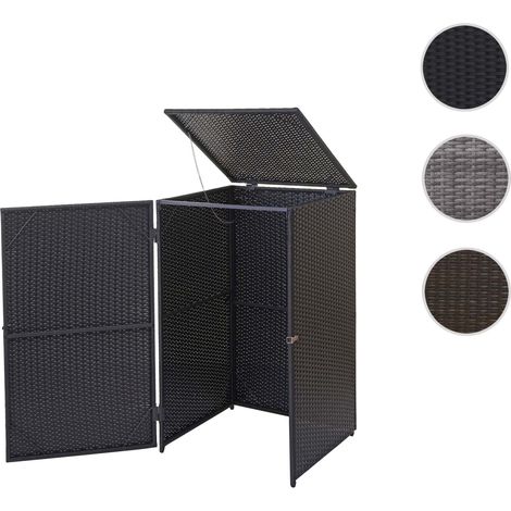 Mendler – Couvercle de cache-poubelle en polyrotin 120l – Couvercle à charnière – Ouverture séparée pour porte et couvercle – Dimensions 110x65x66 cm (1/4)