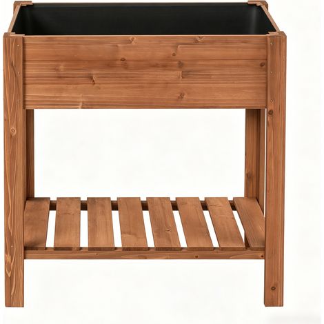 Bac de culture surélevé élégant pour jardin, boîte à herbes, bac à plantes avec étagère de rangement (1/5)