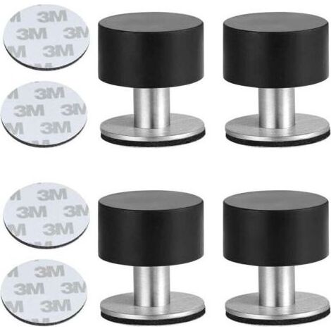 4pcs Butées Porte Adhesive Acier Inoxydable Butoir Arrêts Porte Door Stoppers Avec Caoutchouc Antichoc pour Montage Mural ou au Sol avec Ruban Adhésif Double Face 3M (1/4)